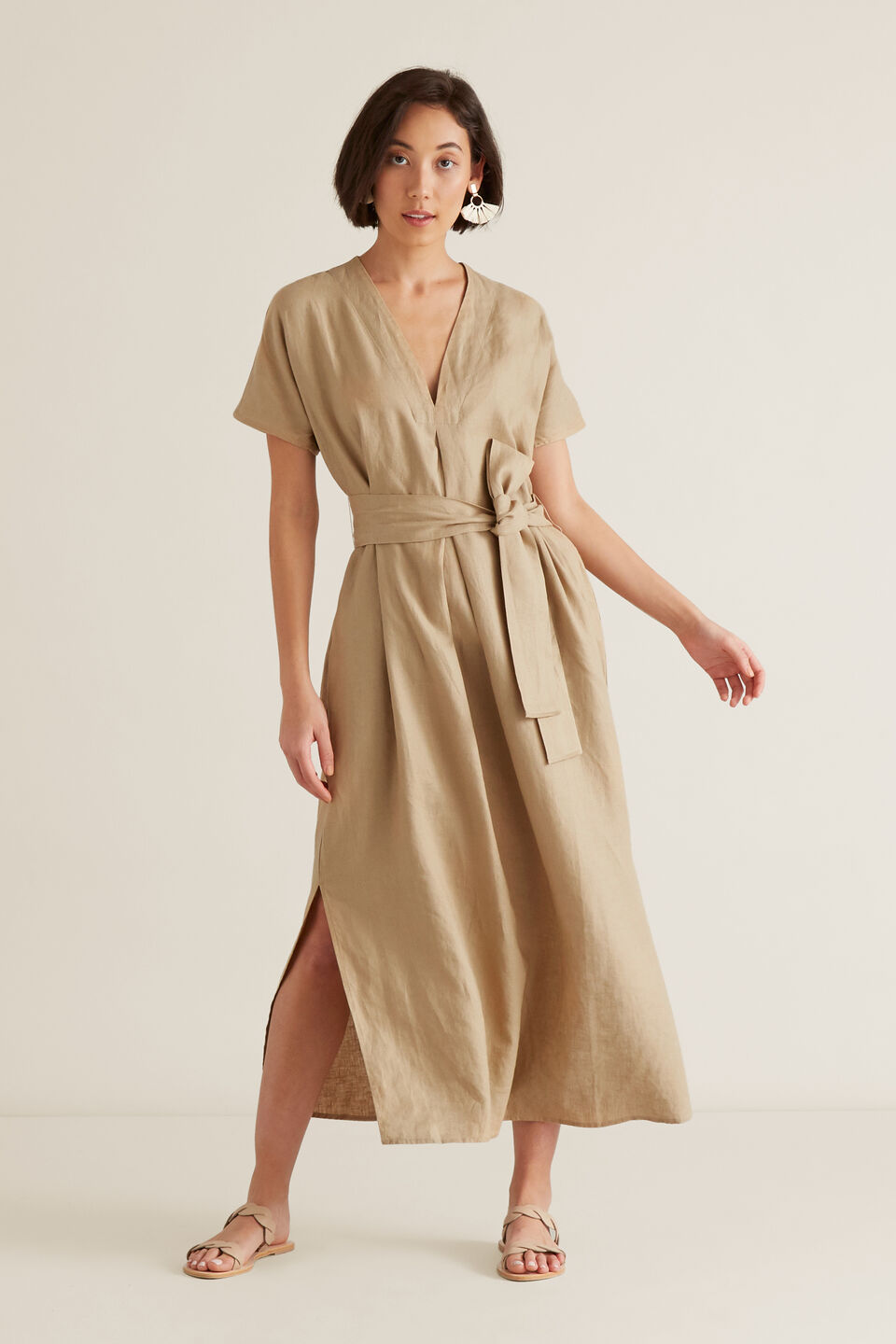 Linen Tie Up Dress  