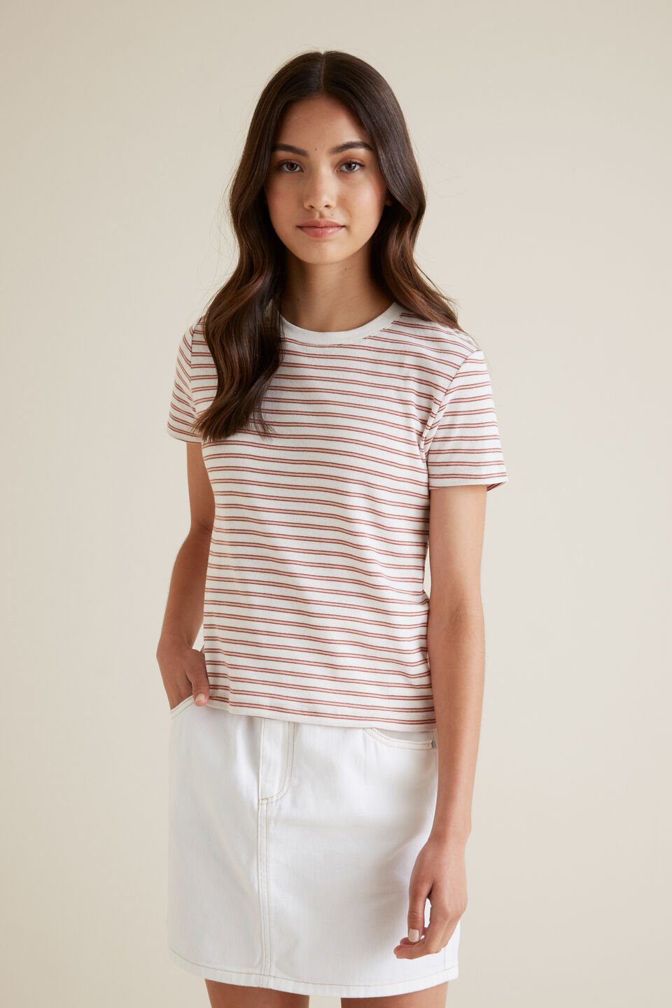 Stripe Tee  Clay Pink