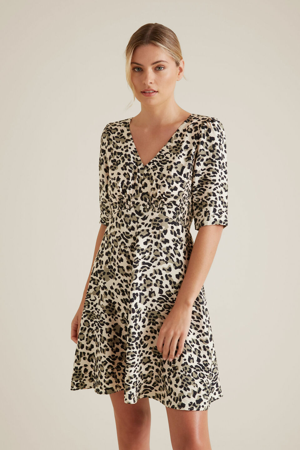 Mini Shirred Animal Dress  