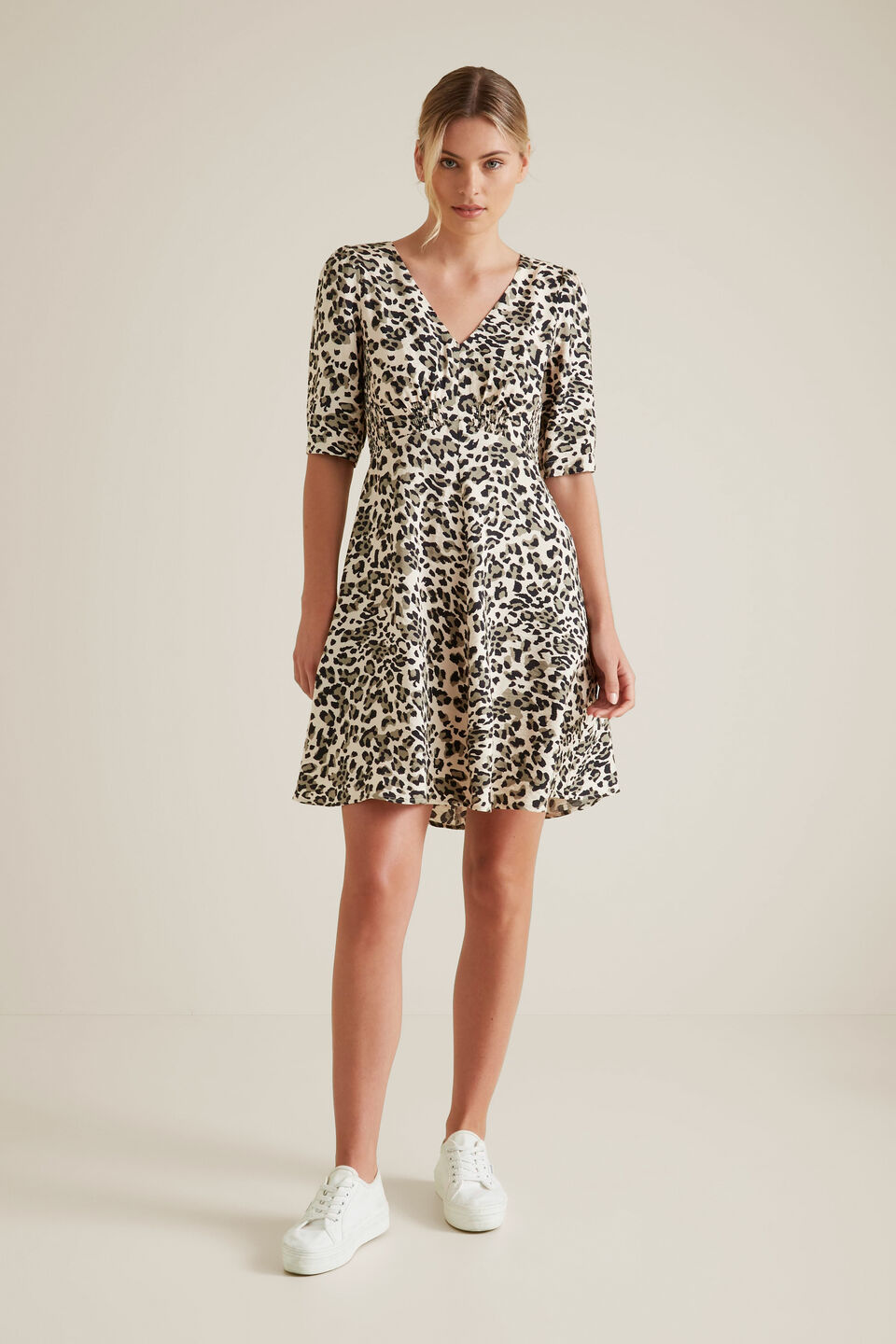 Mini Shirred Animal Dress  