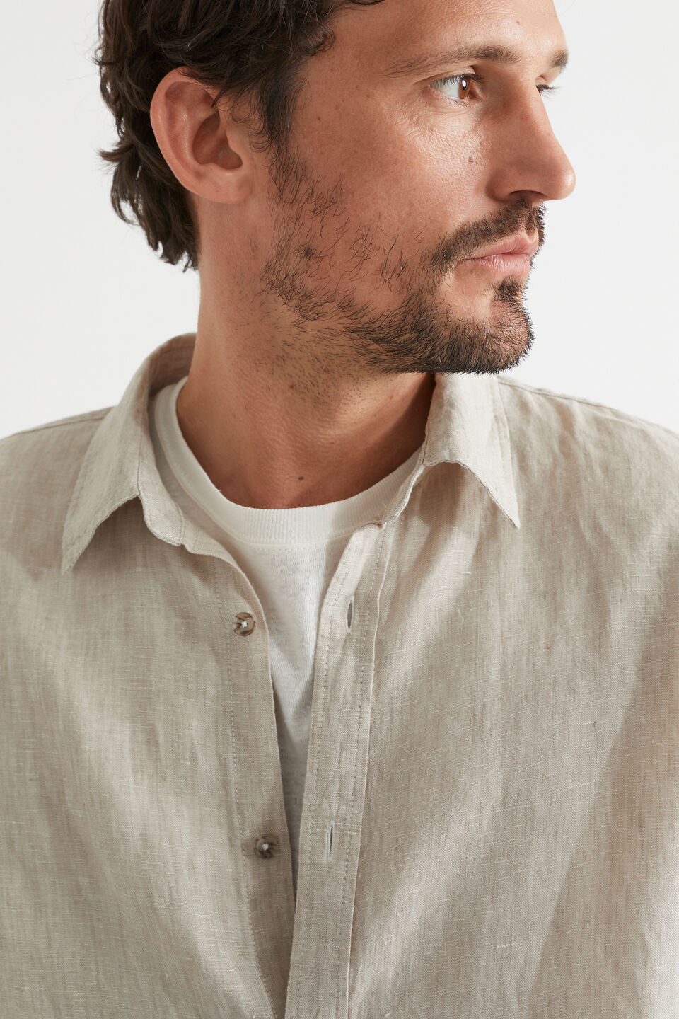 Mens Linen Shirt  Sand Dune