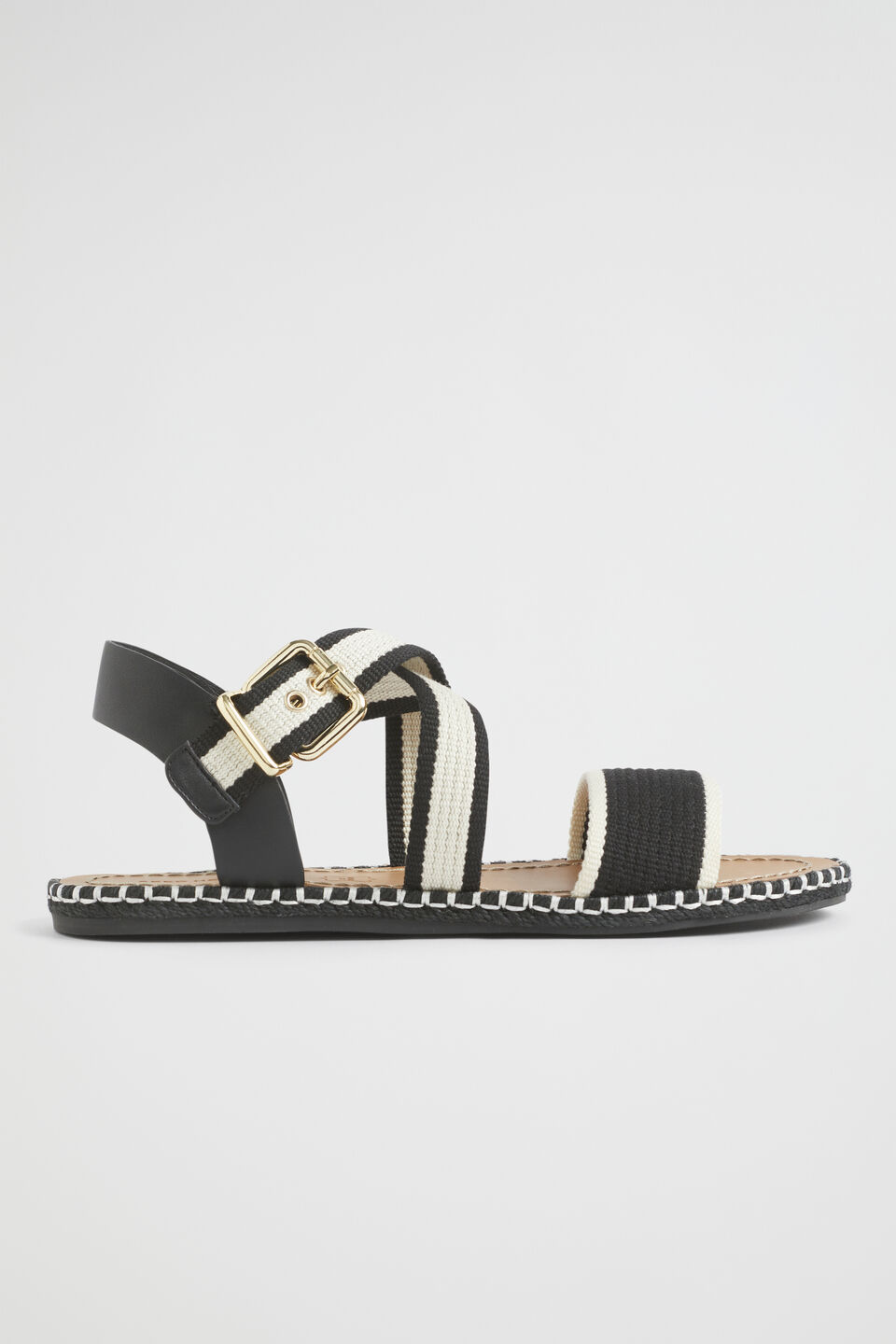 Bree Woven Sandal  Black Cream