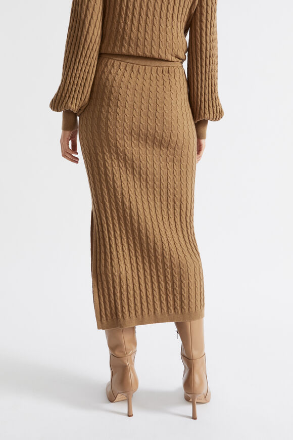 Mini Cable Knit Midi Skirt  Deep Brass  hi-res