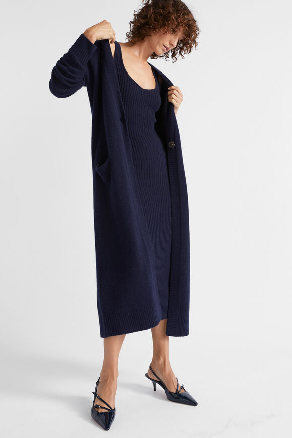 Merino Wool Longline Cardigan  Midnight Sky  hi-res