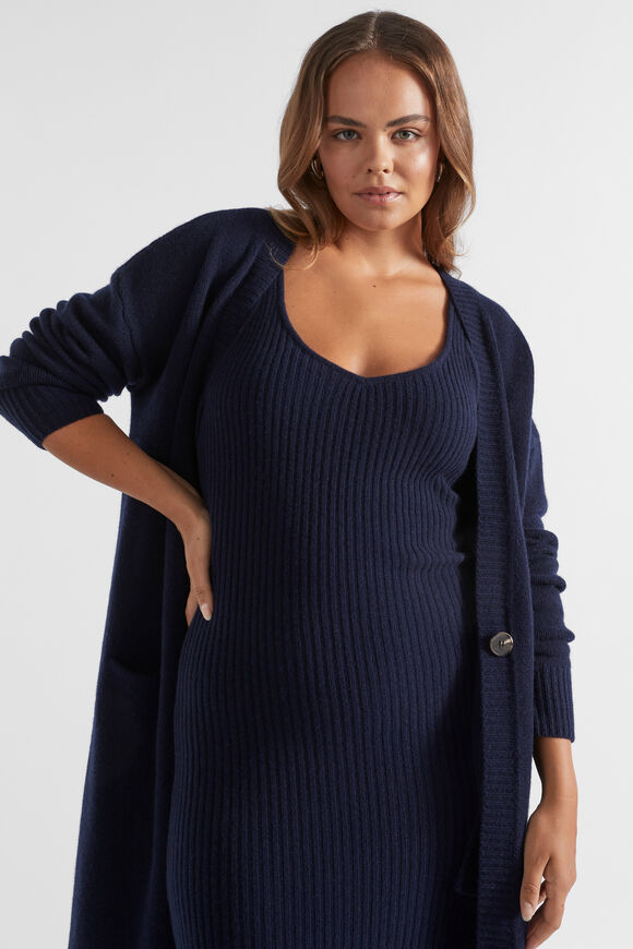 Merino Wool Longline Cardigan  Midnight Sky  hi-res