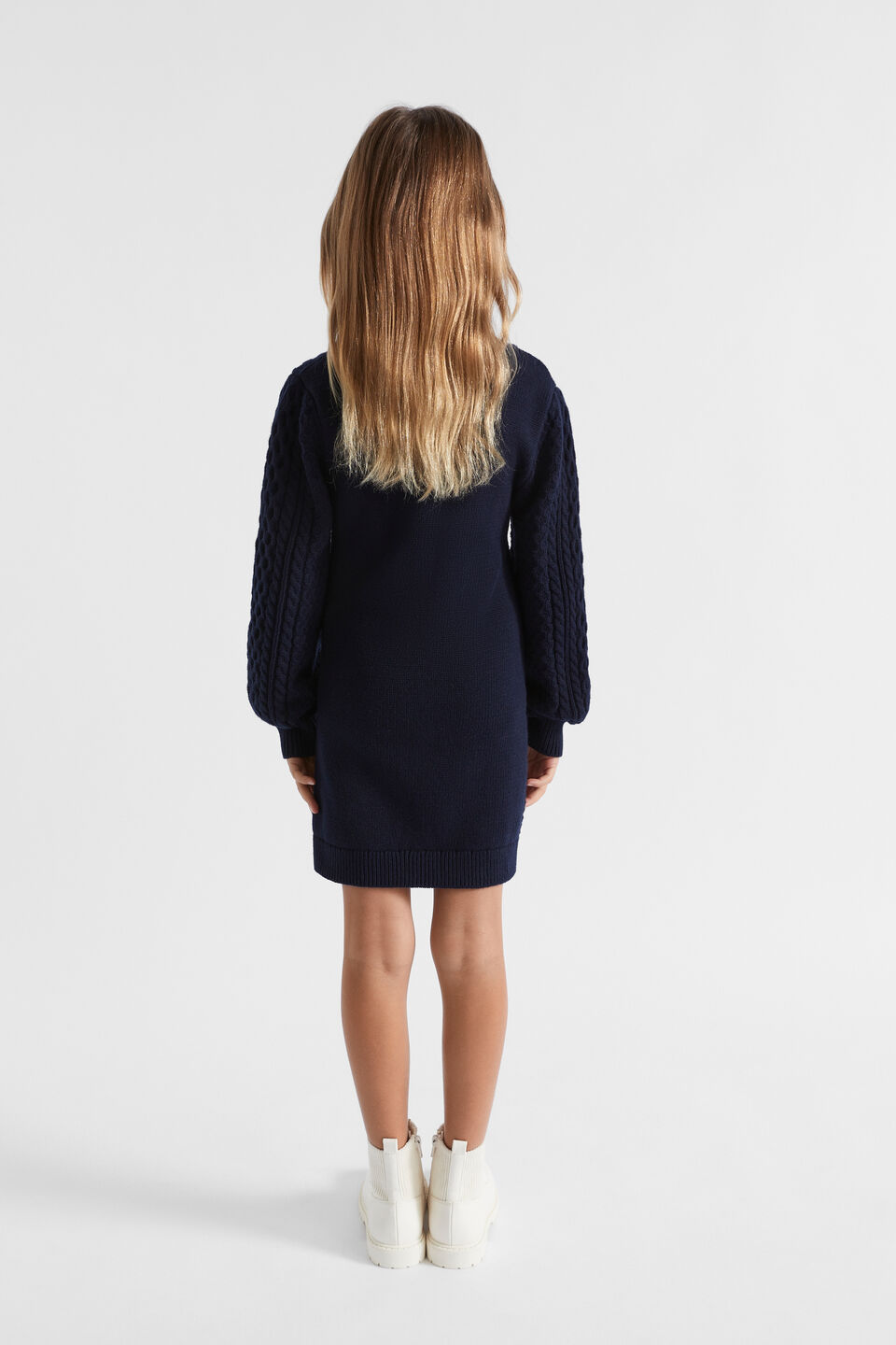 Cable Knit Dress  Midnight Blue