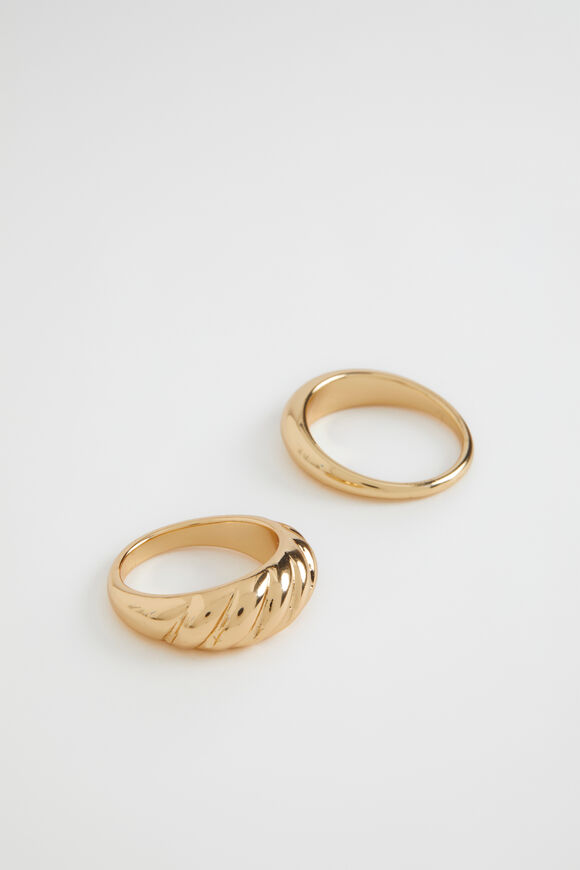 Croissant Dome Ring Set  Gold  hi-res