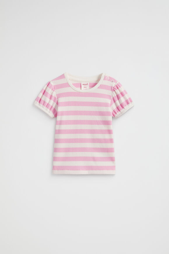 Rib Stripe Tee  Candy Pink  hi-res