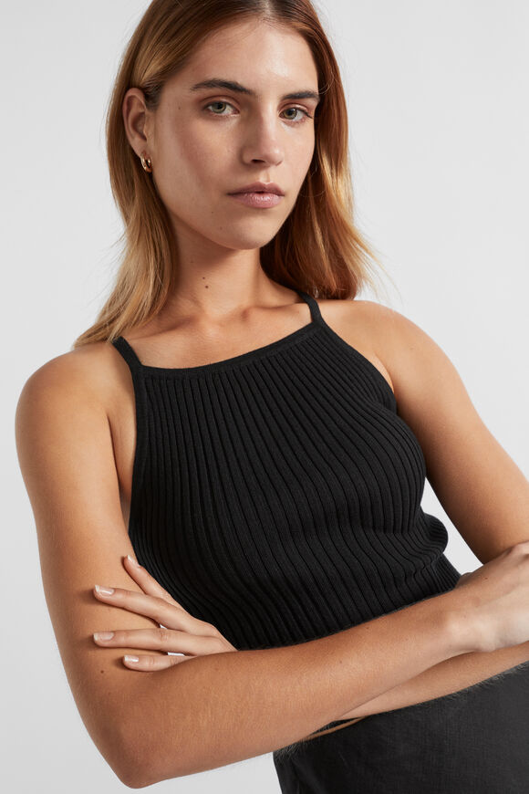 Rib Knit Camisole  Black  hi-res