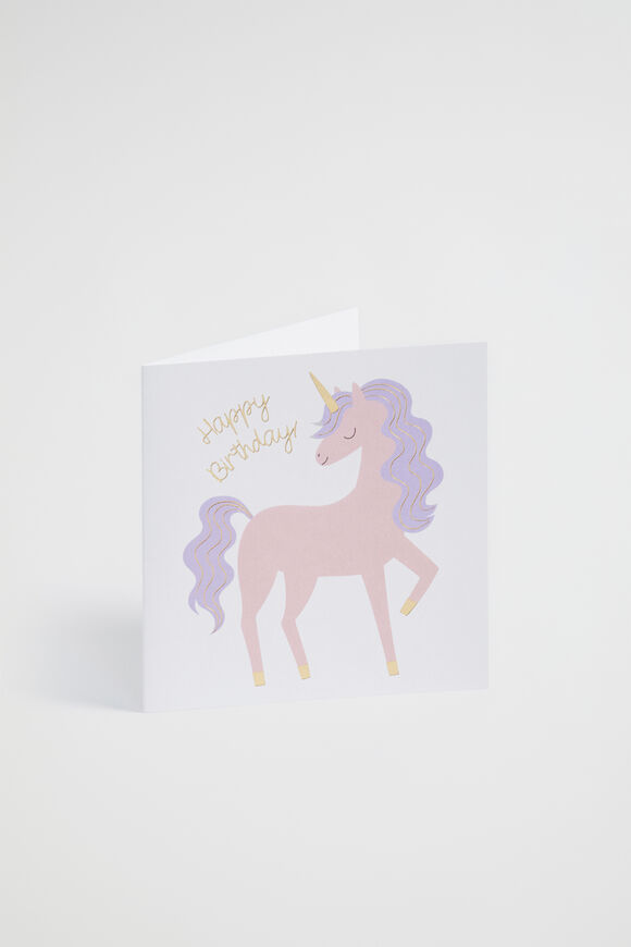 Large Happy Birthday Unicorn Card  Multi  hi-res