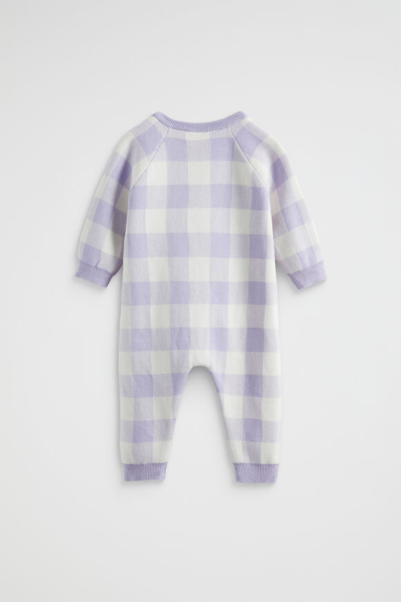 Gingham Knit Jumpsuit  Lavender  hi-res