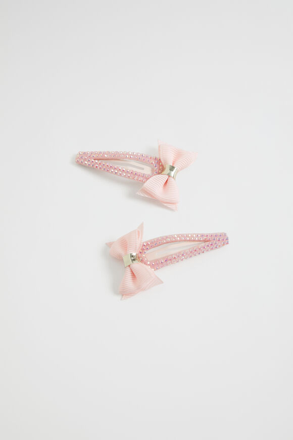 Jewel Grosgrain Bow Snaps  Dusty Rose  hi-res