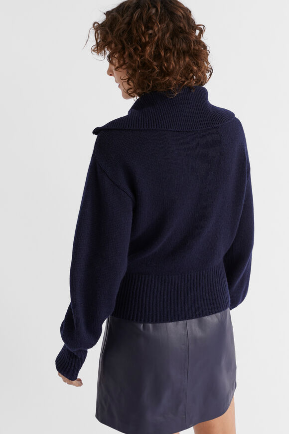 Merino Wool Funnel Neck Knit  Midnight Sky  hi-res