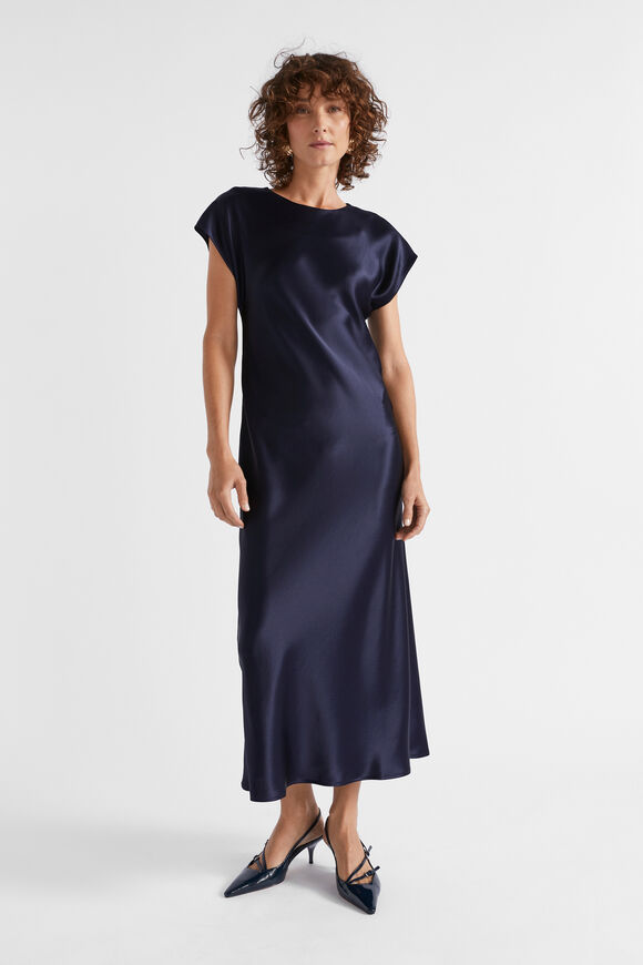 Satin Column Dress  Midnight Sky  hi-res