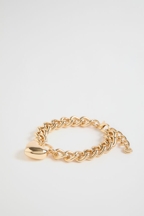 Heart Pendant Chain Bracelet  Gold  hi-res