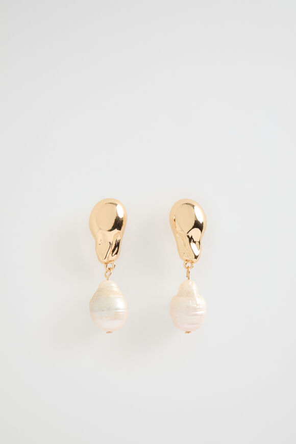 Molten Pearl Stud Earring  Gold  hi-res