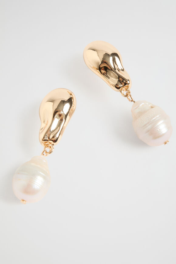 Molten Pearl Stud Earring  Gold  hi-res