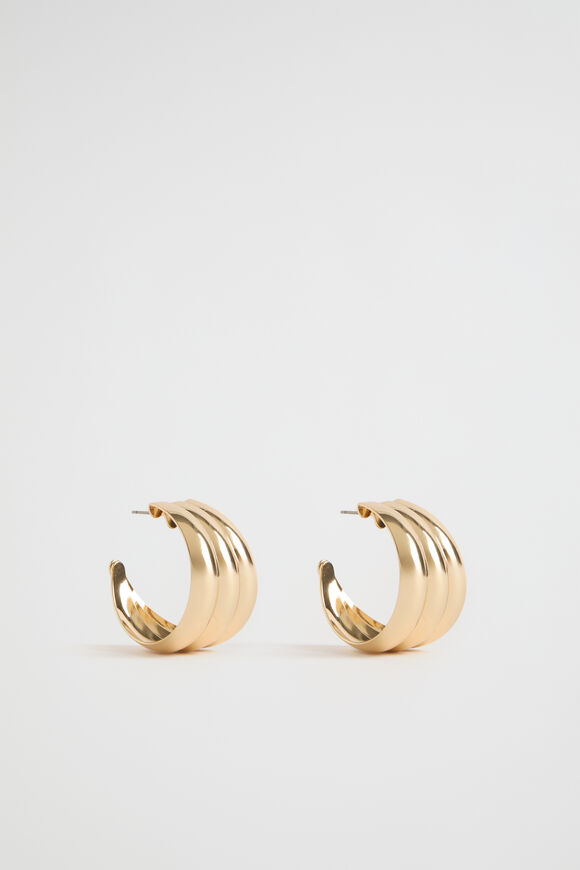 Oversized Triple Hoop  Gold  hi-res