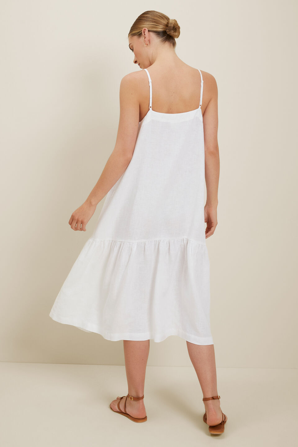 Core Linen Full Hem Midi Dress  Whisper White