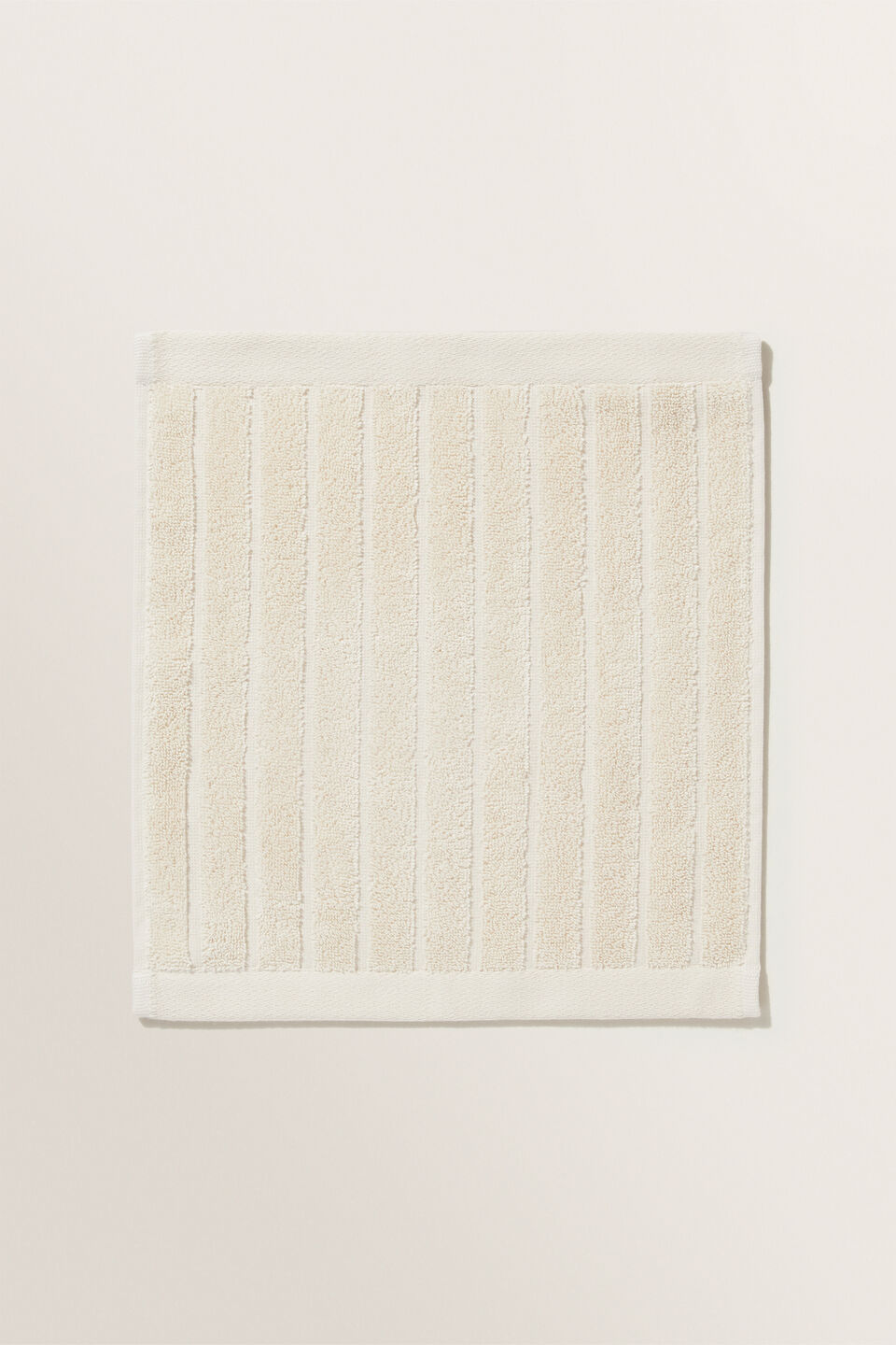 Cotton Stripe Face Towel  Ivory Cream