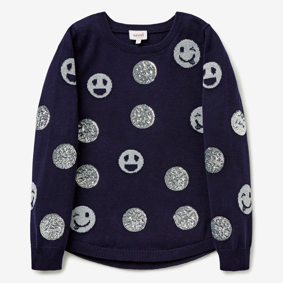 Sequin Smiley Sweater  
