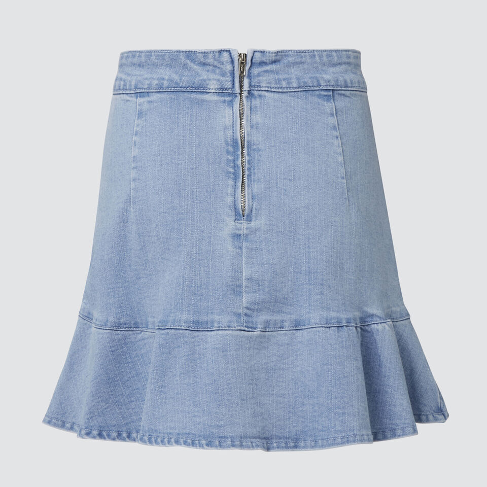 Ruffle Denim Skirt  