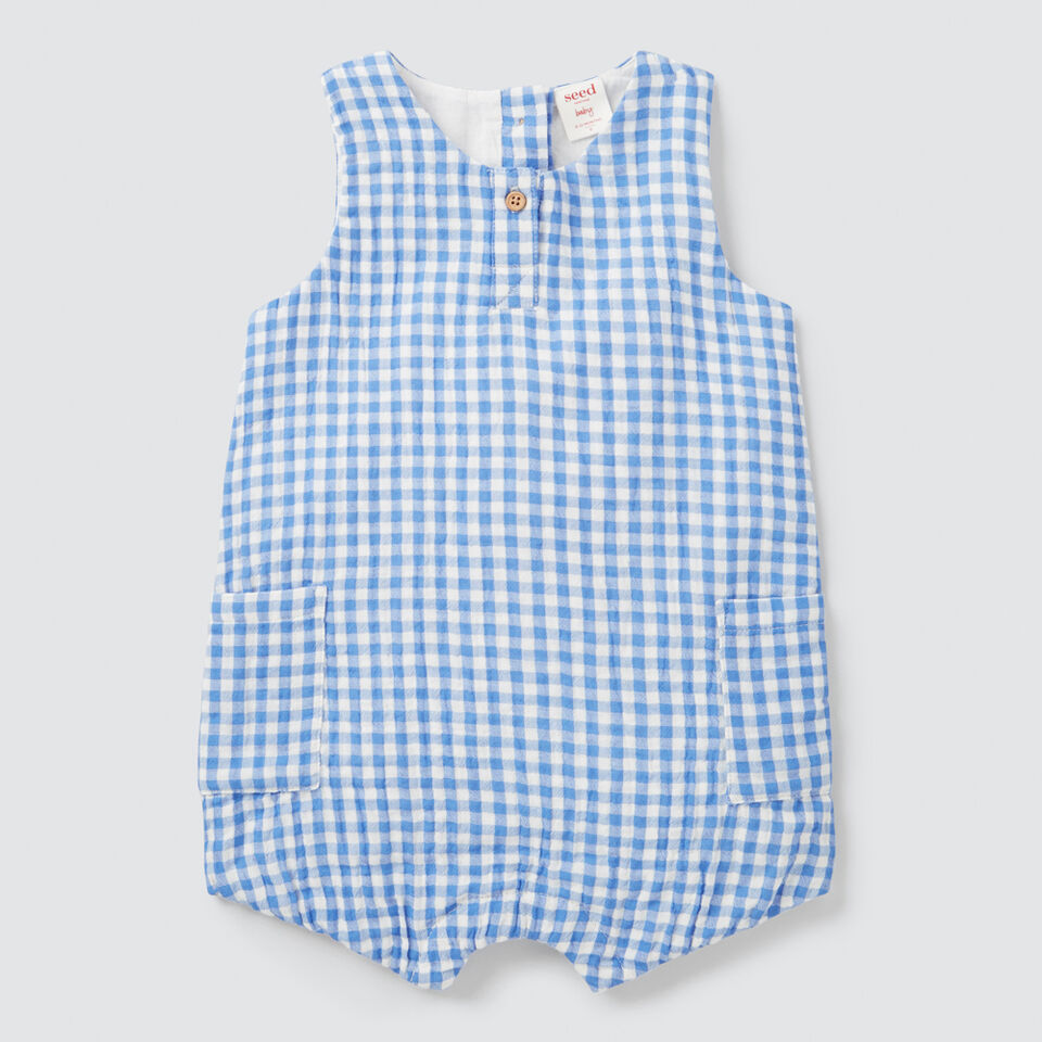 Gingham Cheesecloth Onesie  