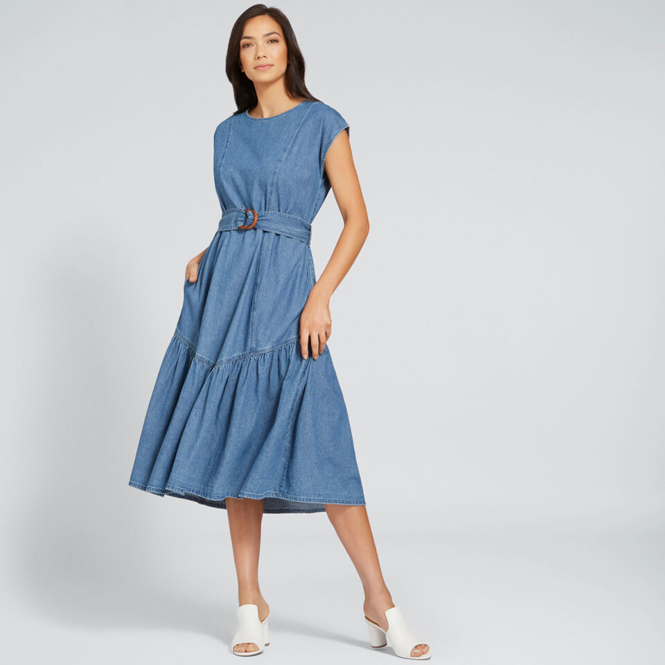 Tie-Up Chambray Dress  