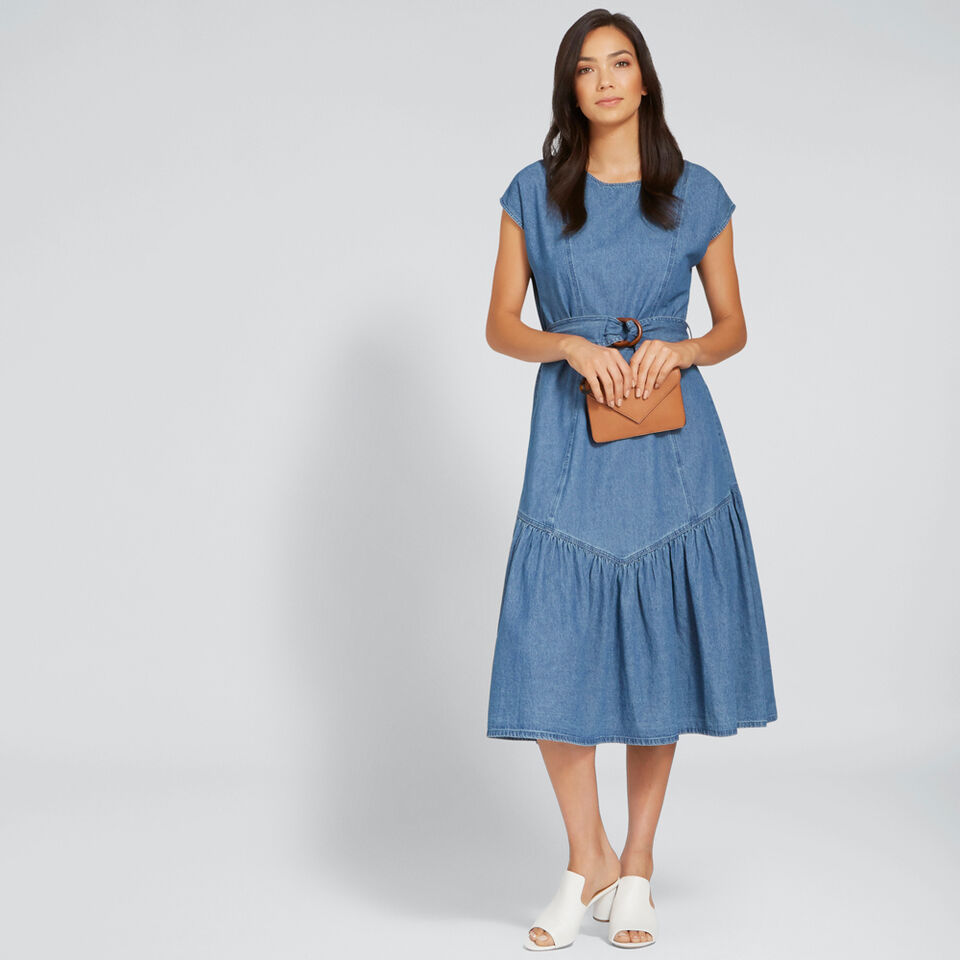 Tie-Up Chambray Dress  