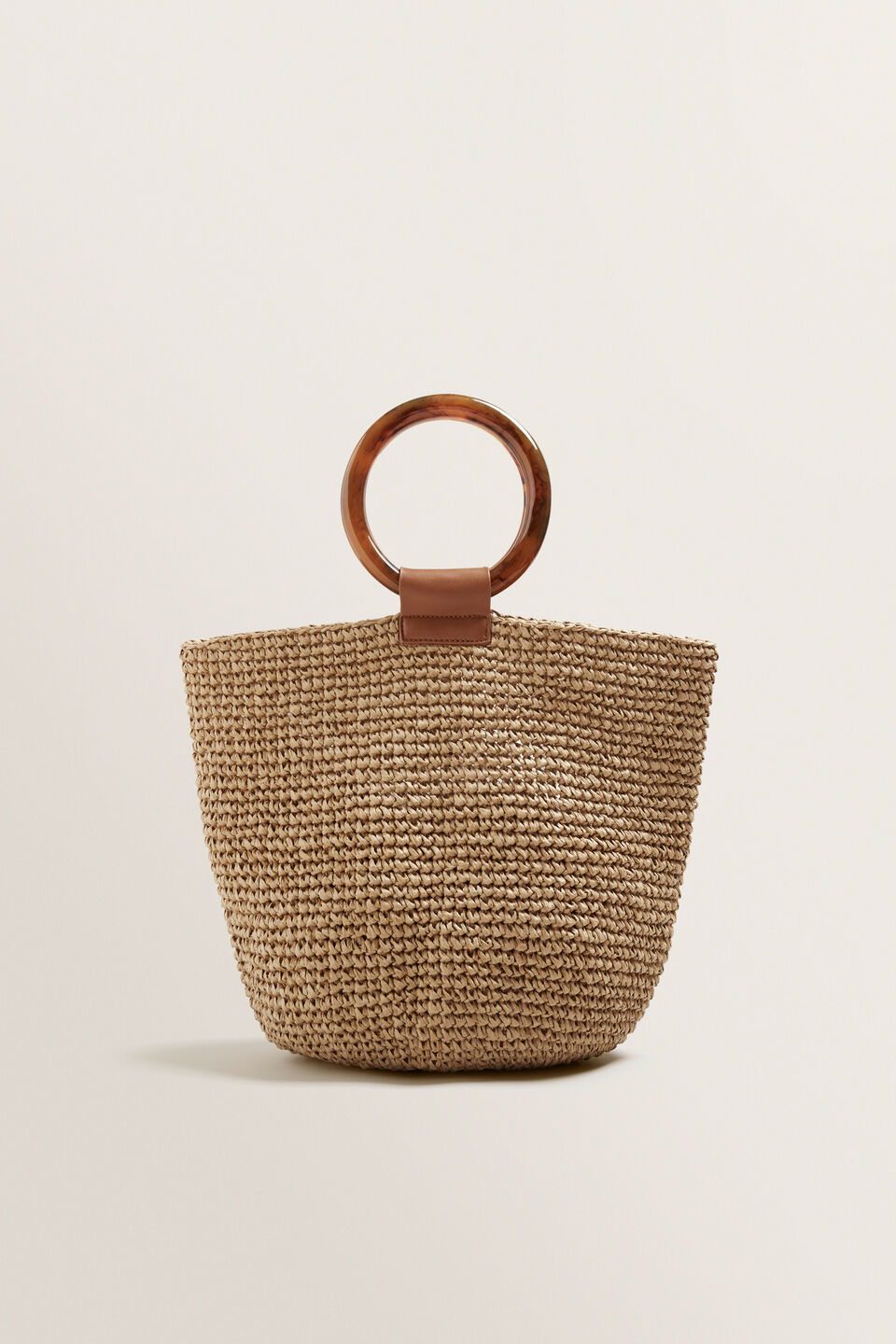 Ring Handle Woven Tote  