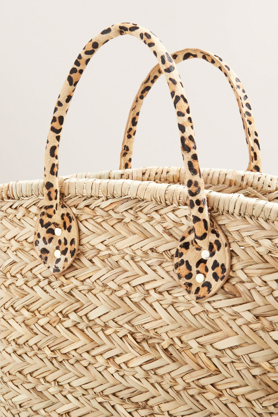 Ocelot Detail Straw Tote  