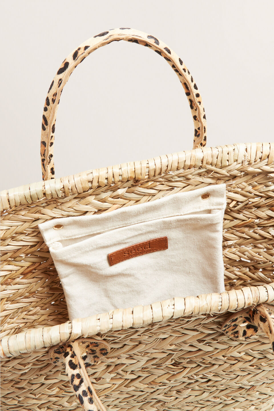 Ocelot Detail Straw Tote  