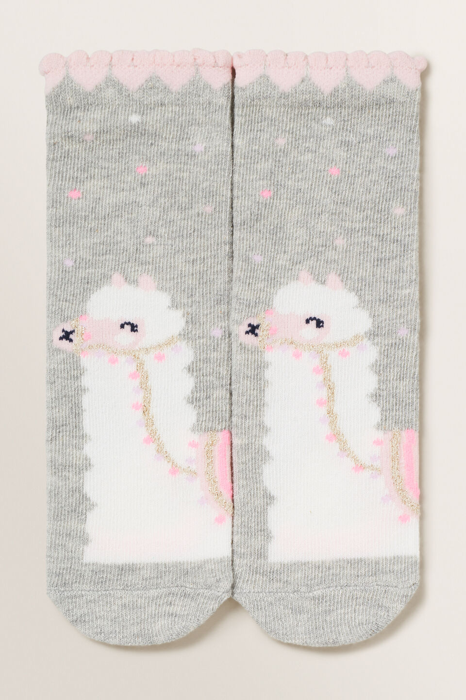 Llama Socks  Grey Marle