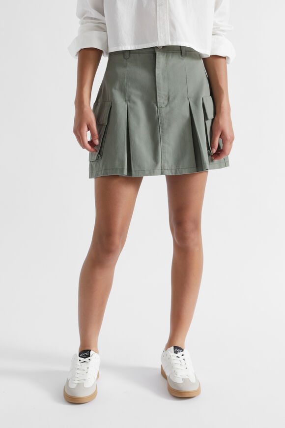 Cargo Pleat Skirt  Olive  hi-res