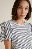 Flutter Sleeve Stripe Top    hi-res