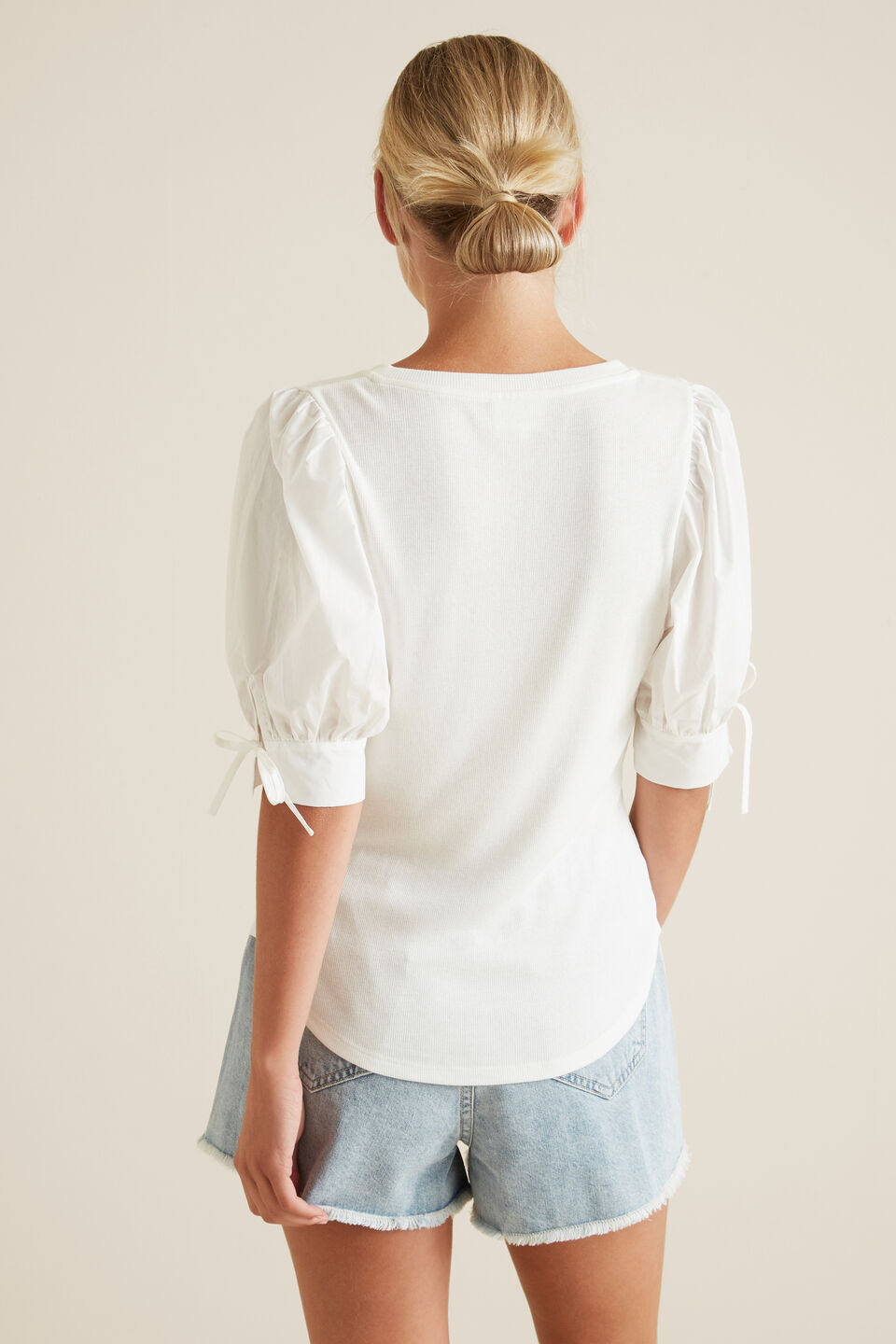 Puff Tie Sleeve Top  