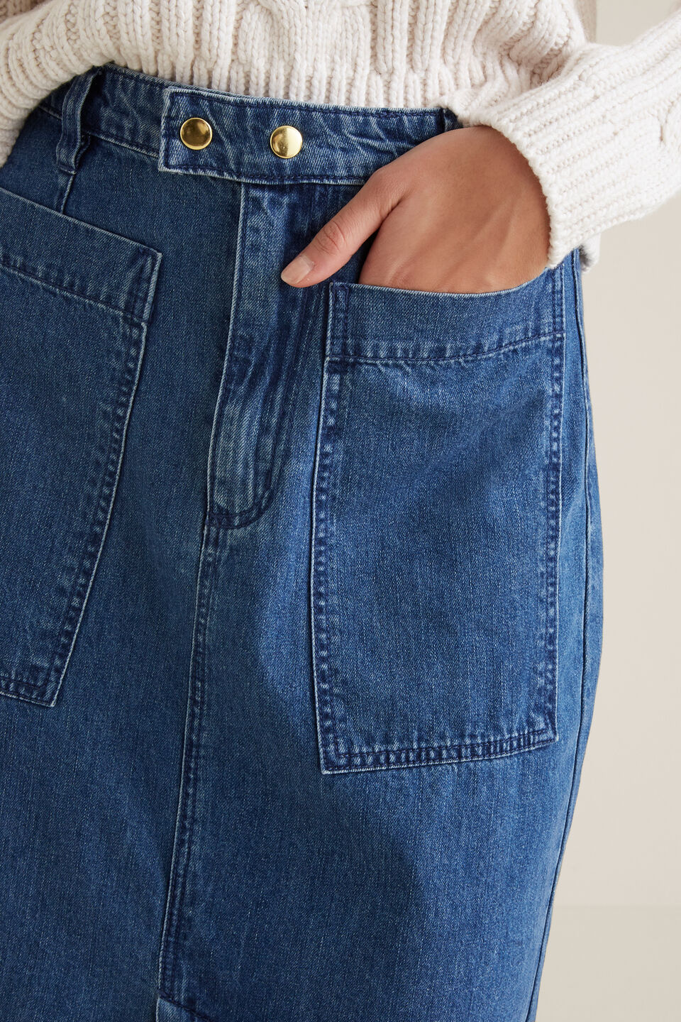 Patch Pocket Denim Midi  