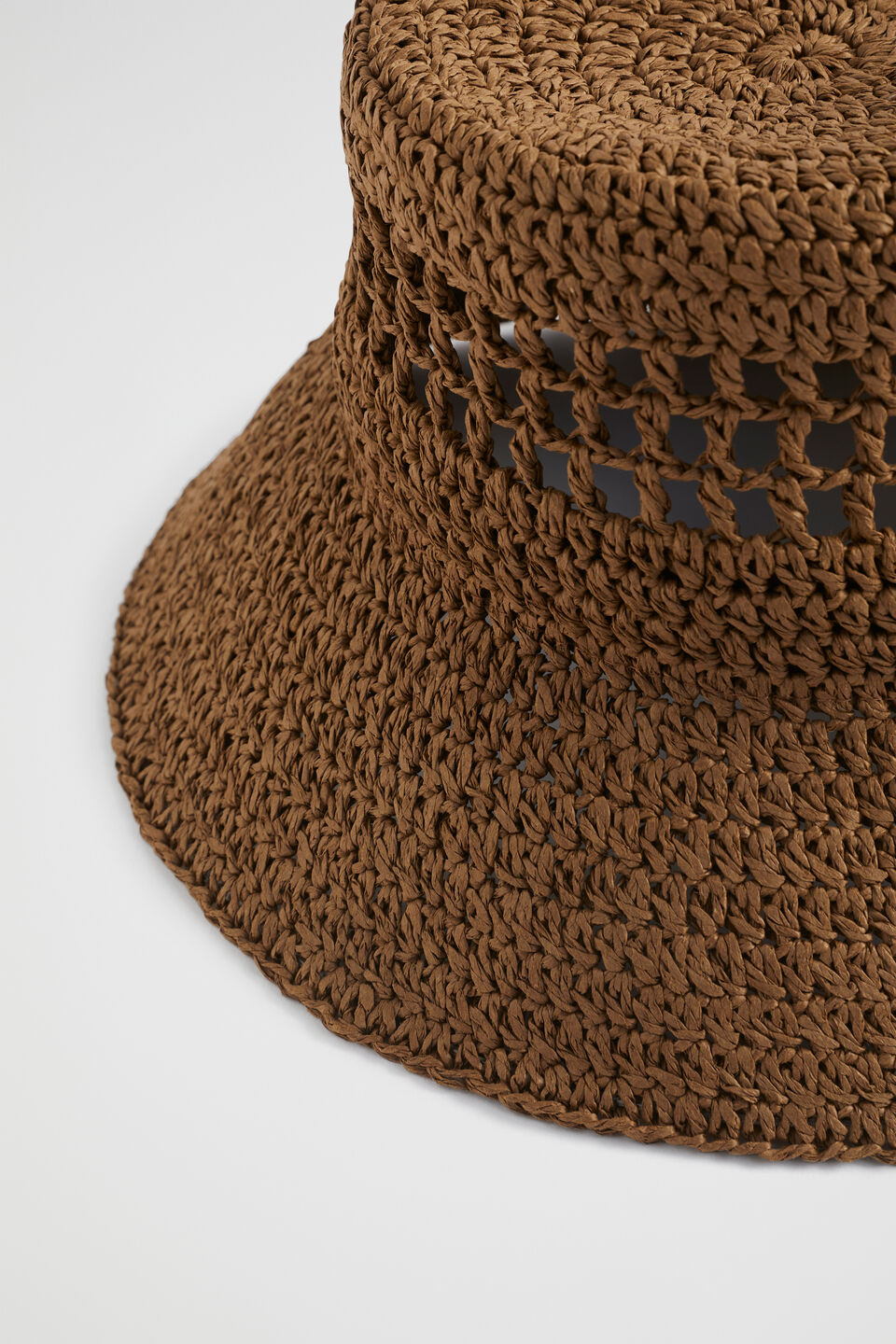 Cutout Straw Bucket Hat  Pecan Brown