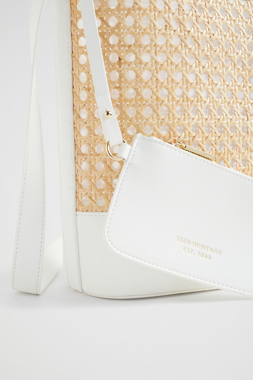 Rattan Cross Body Bag  White