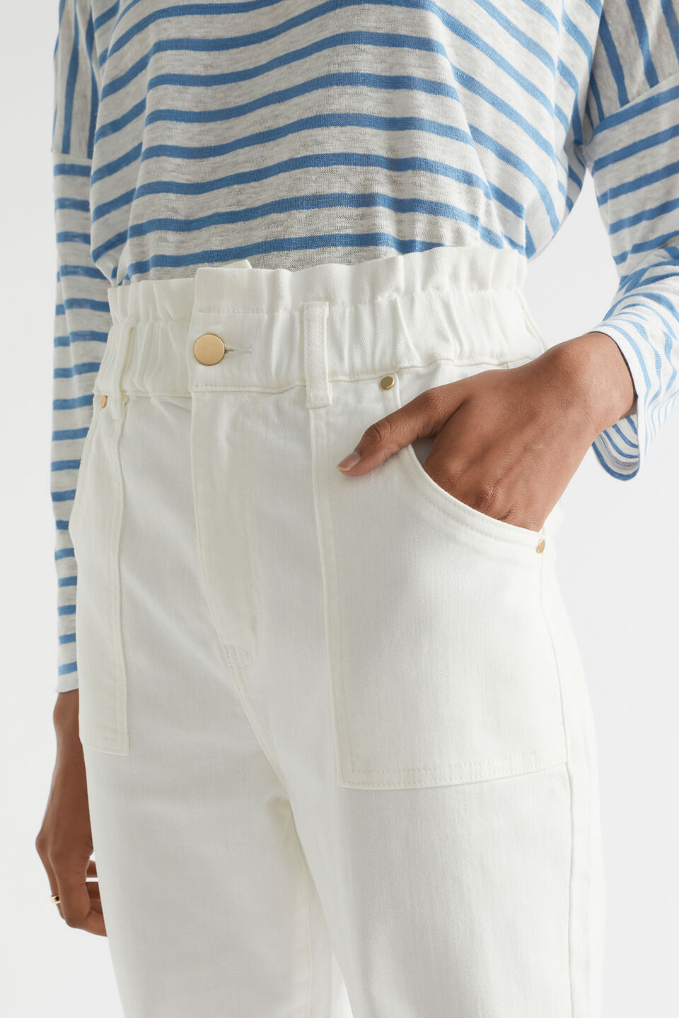 Patch Pocket Paperbag Jean  Cloud Cream