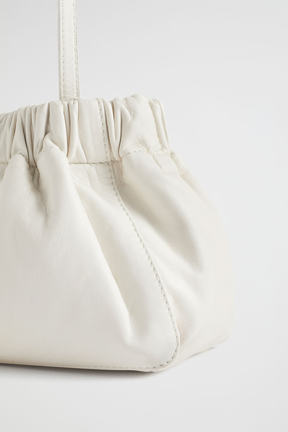 Rouched Leather Crossbody Bag  Bone