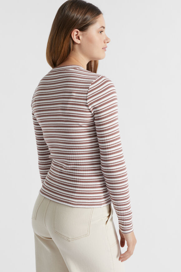 Rib Stripe Tee  Cocoa Stripe  hi-res