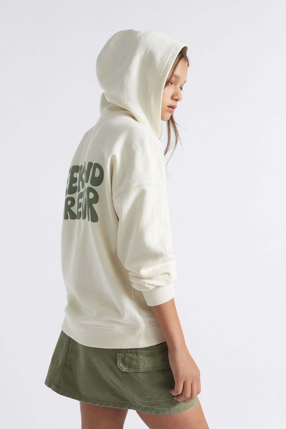 Oversized Slogan Hoodie  Vintage Cream