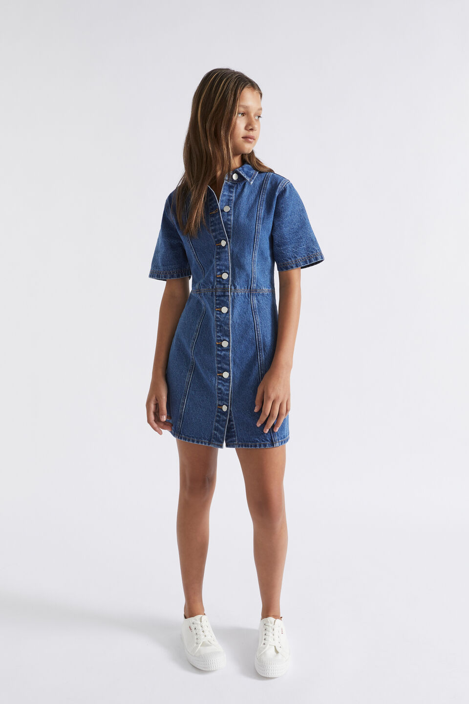 Denim Shirt Dress  Classic Blue