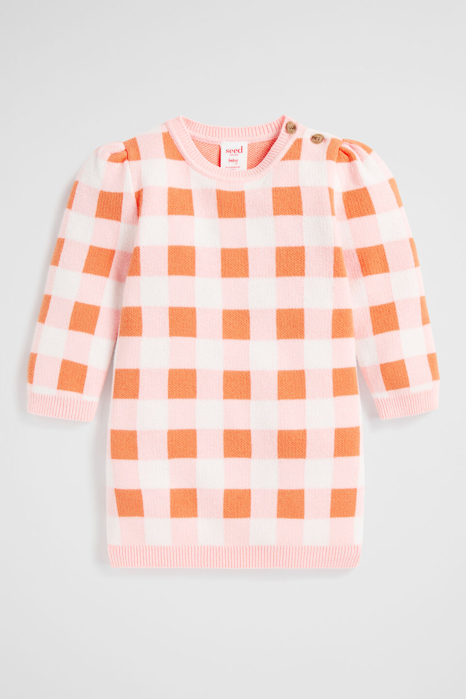 Gingham Knit Dress  Dusty Rose