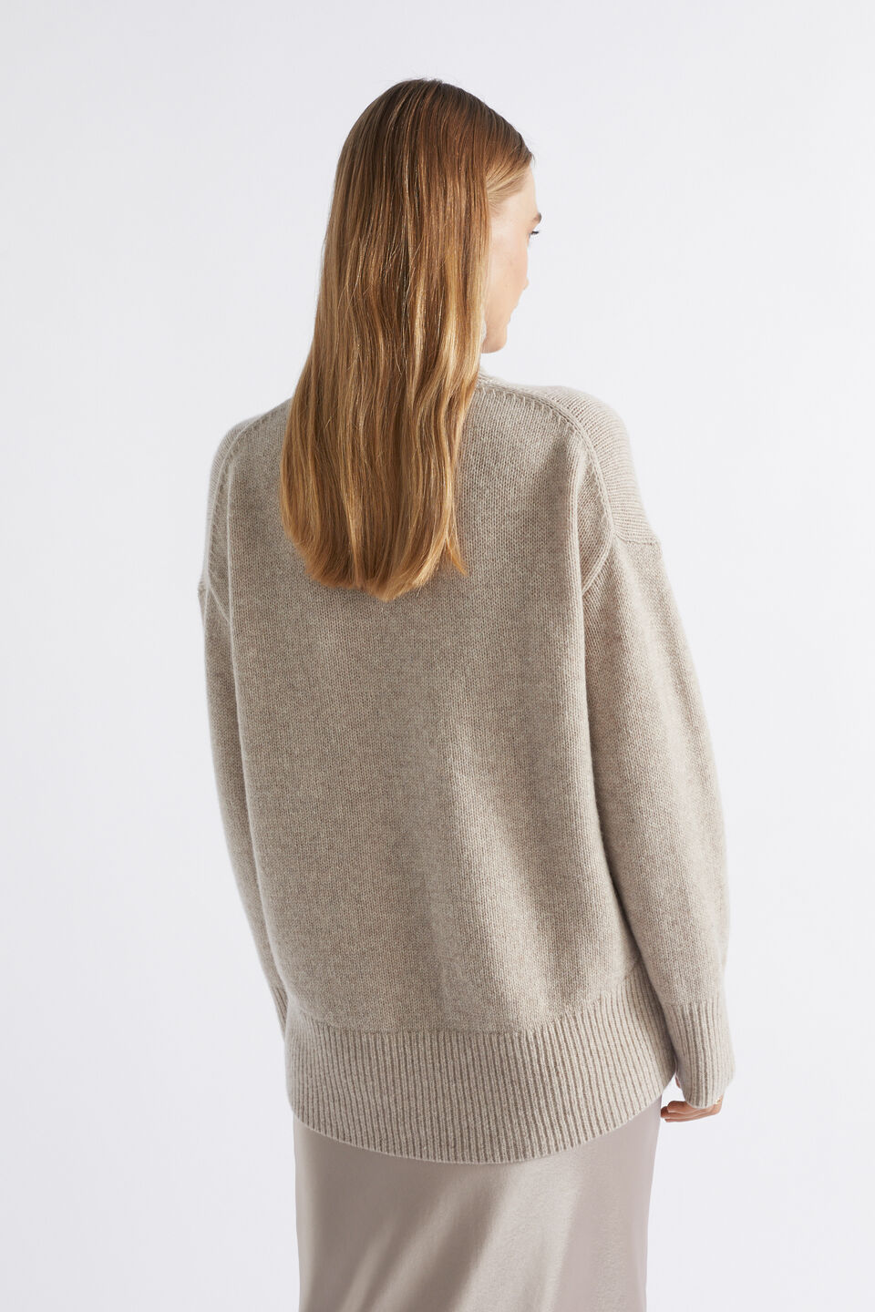 Merino Wool High Neck Knit  Light Storm Marle