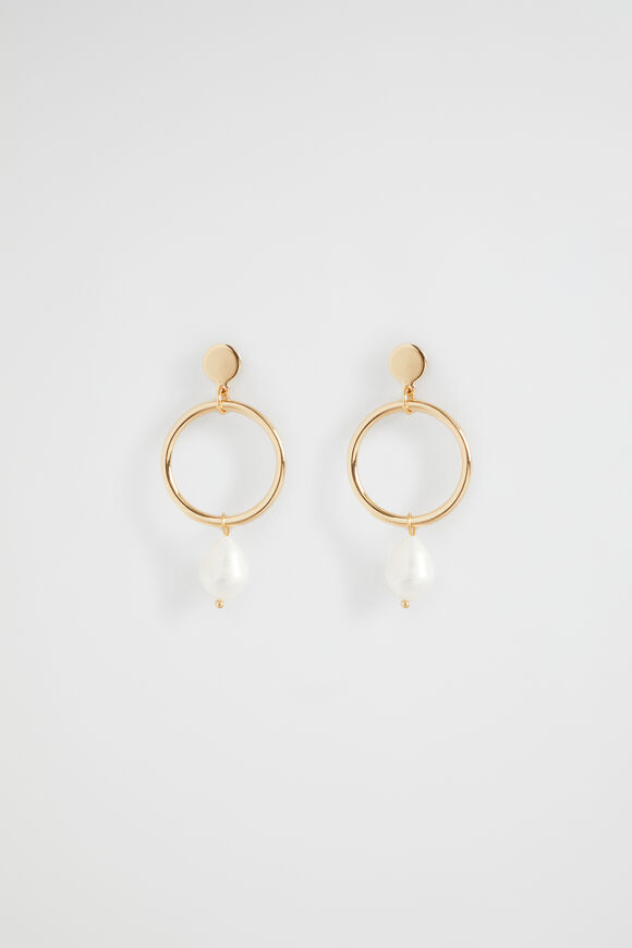Circle Pearl Earring  Gold  hi-res