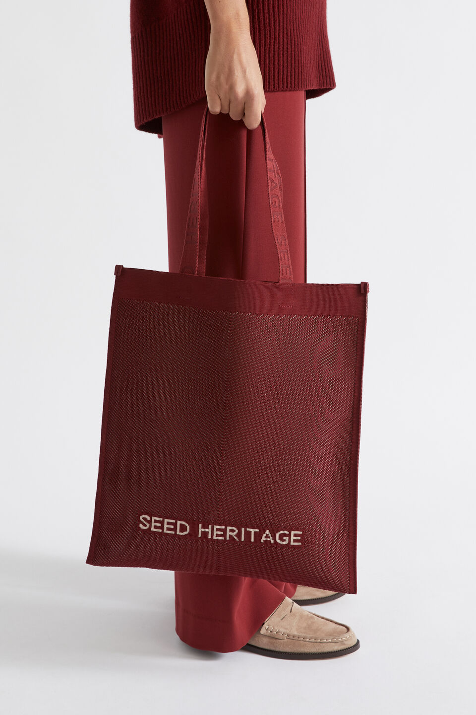 Knitted Logo Tote  Sangria