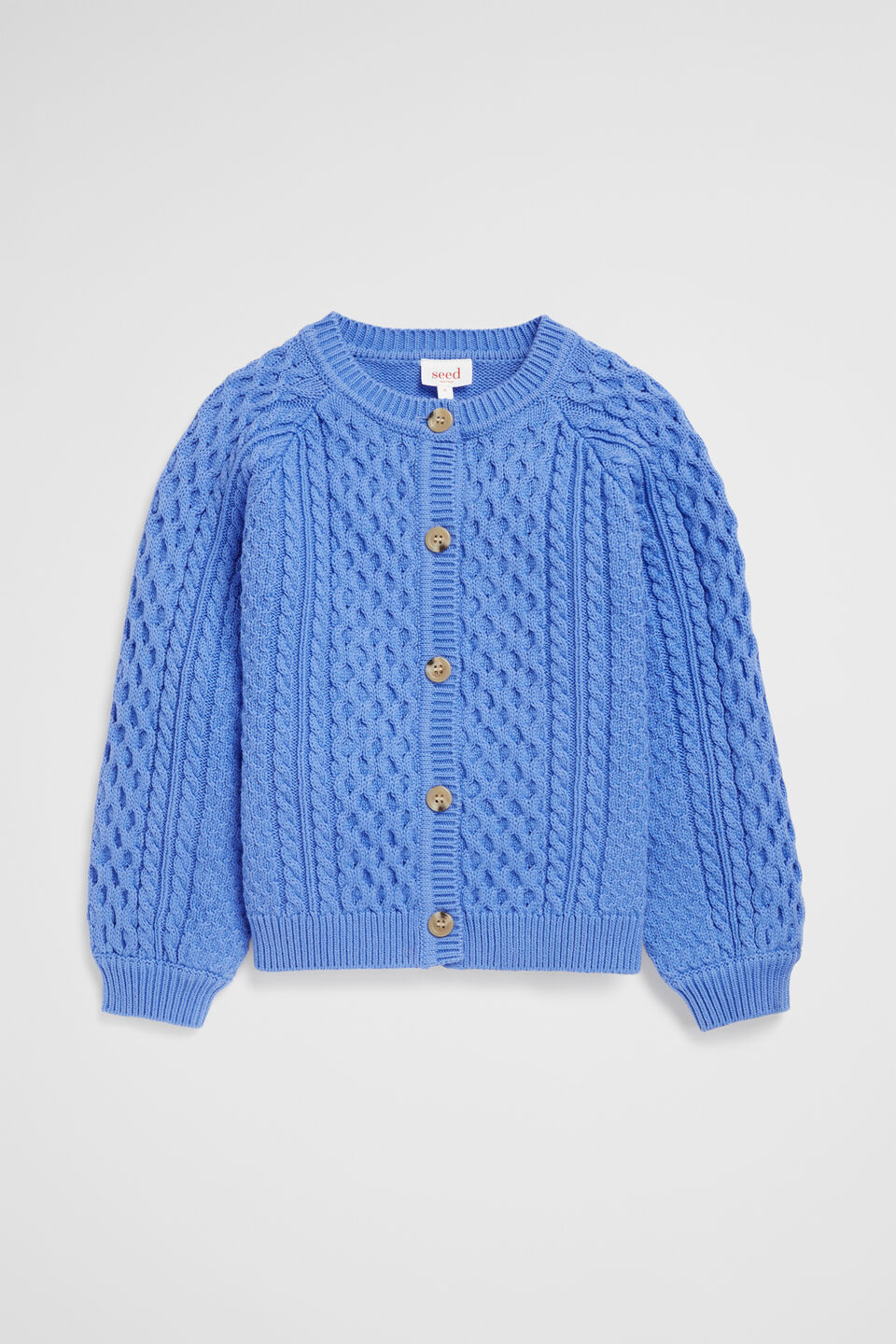 Cable Knit Cardi  Soft Cobalt