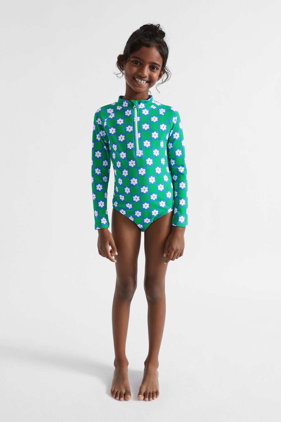 Daisy Check Rashsuit  Pea Green